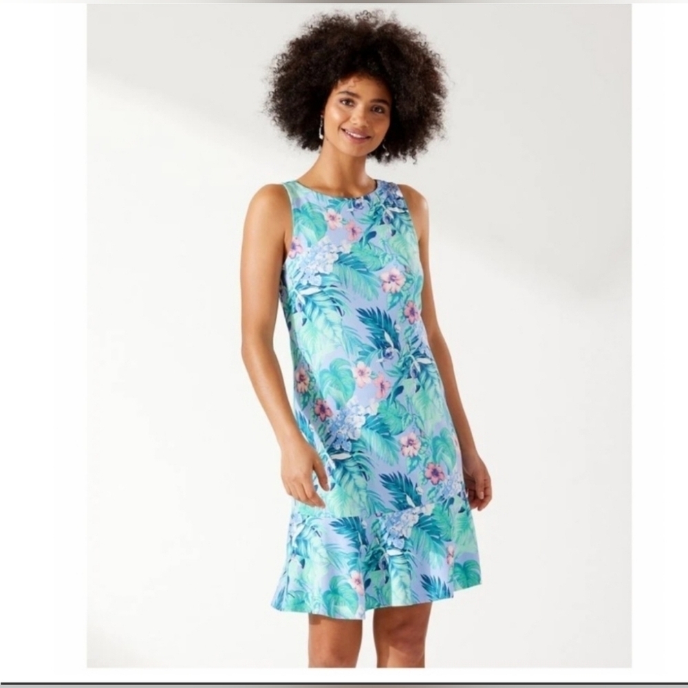 Tommy Bahama Blue Tropical Floral Sleeveless Dress Size M - Picture 3 of 11